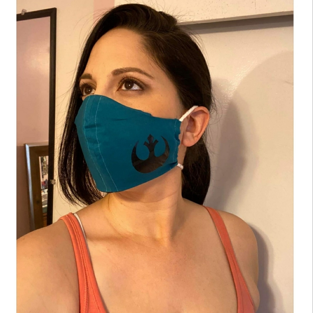 Homemade face mask with star wars logo